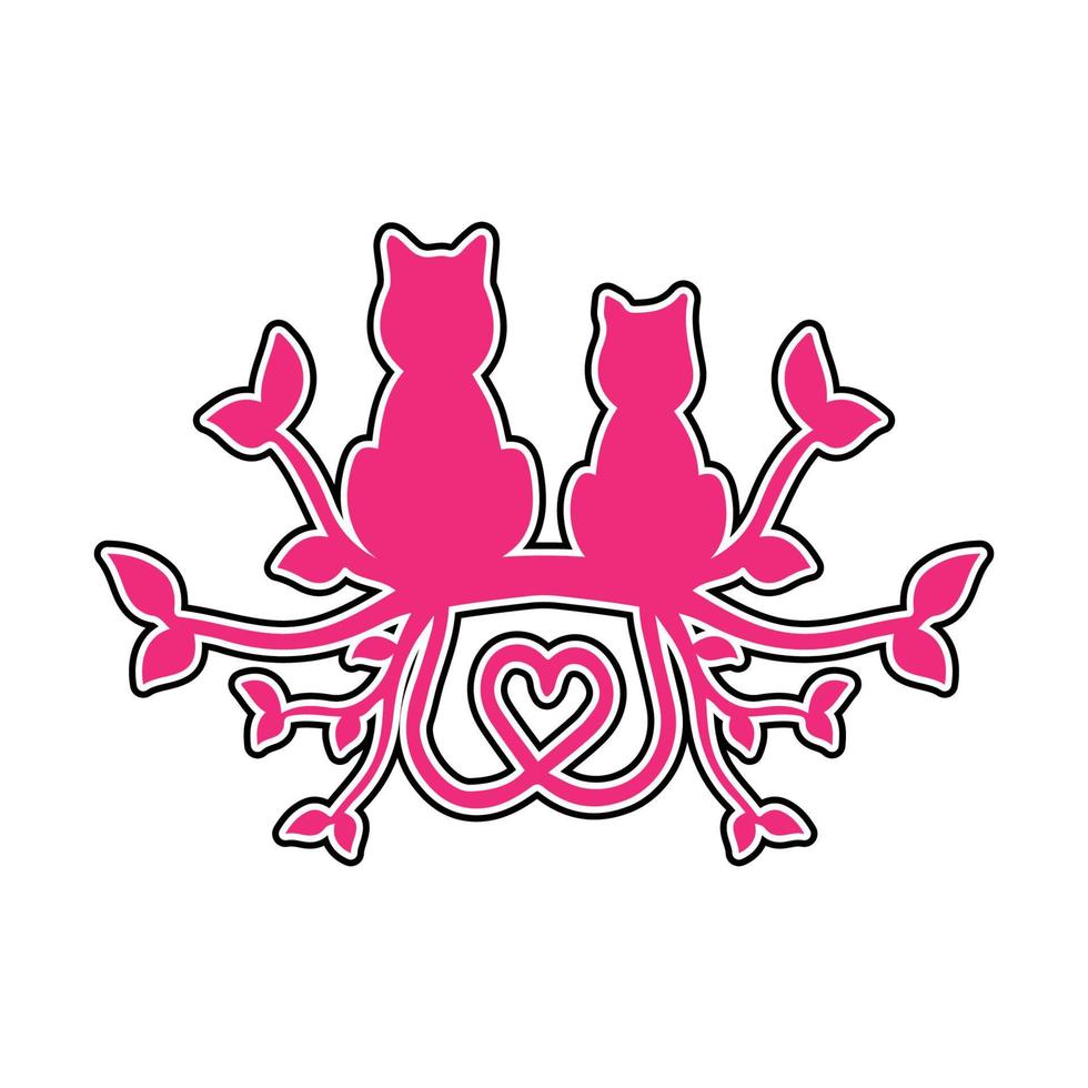 Cute Couple Cats in Love Story Pro Vector