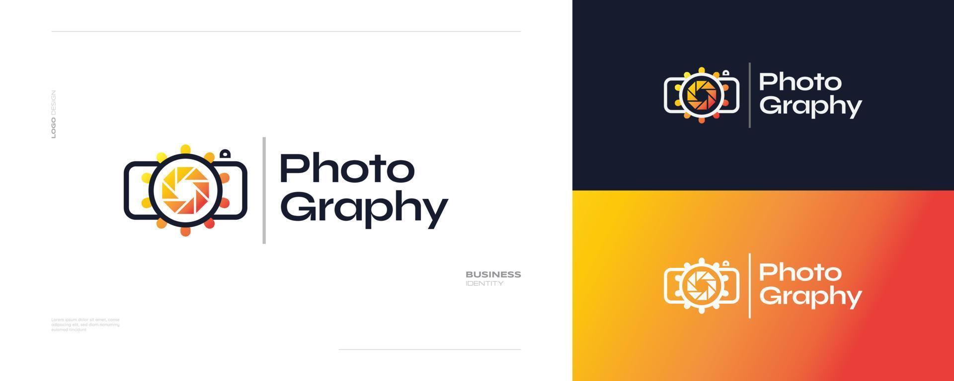 Camera and Sun Logo Design in Minimalist Concept. Suitable for Photography Studio, Cinema or Movie Company Logo vector