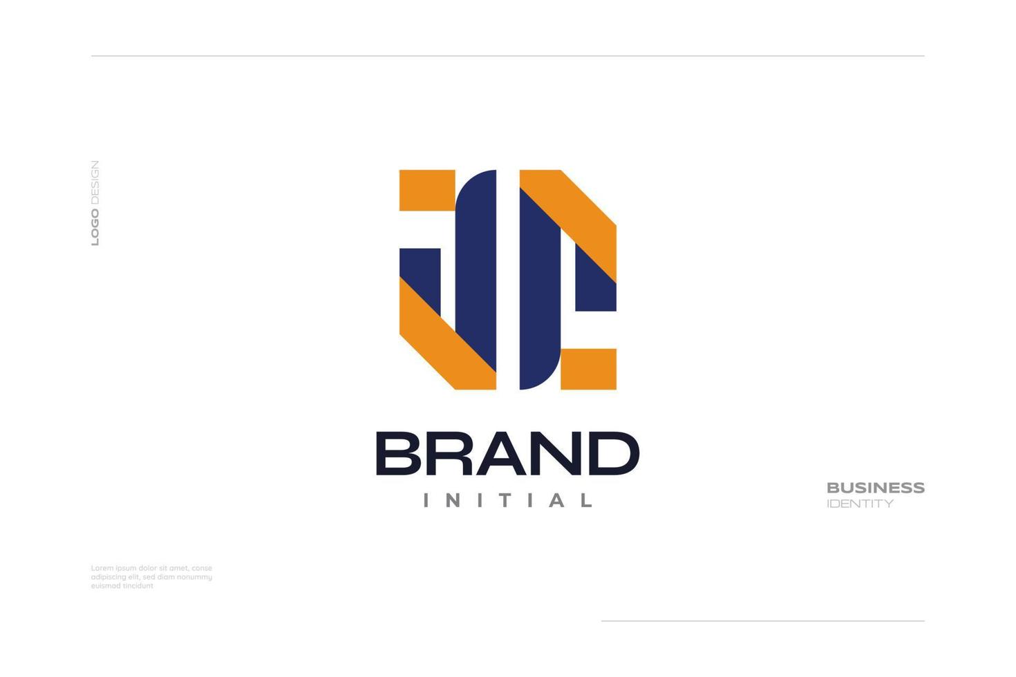 JG or JC Initial Logo Design in Blue and Orange Color Combination vector