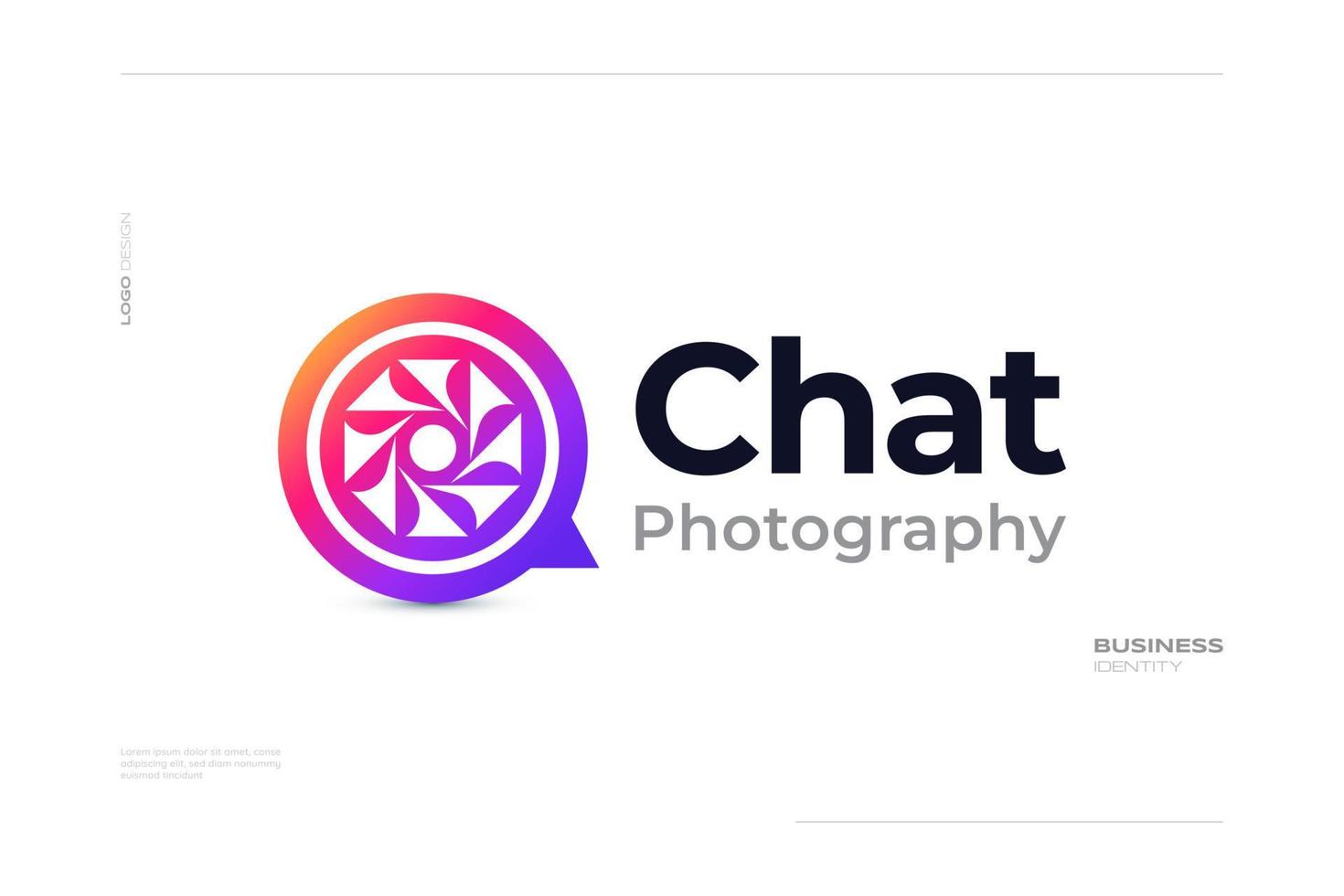 Abstract Camera Lens Logo with Colorful Bubble Chat Concept. Suitable for Photography Studio, Cinema or Movie Company Logo vector