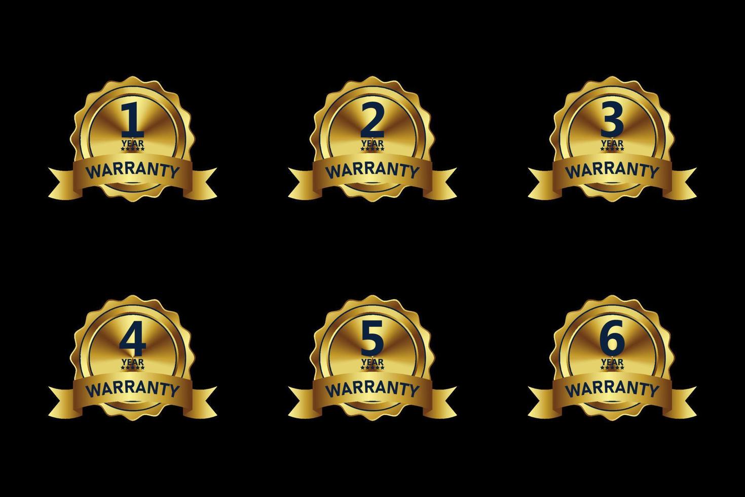 gold warranty badge design collection various years vector
