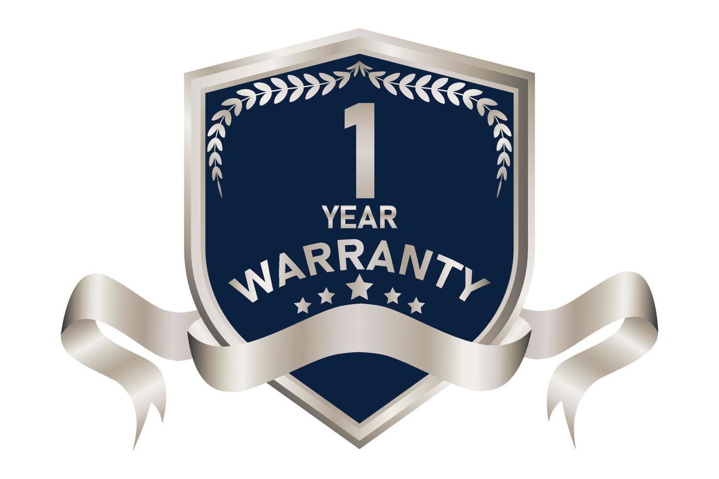 blue and silver warranty badge illustration vector