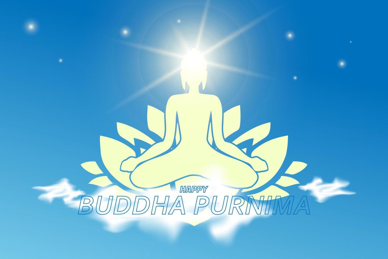 ilustración de meditando Buda en nube y loto flor vector