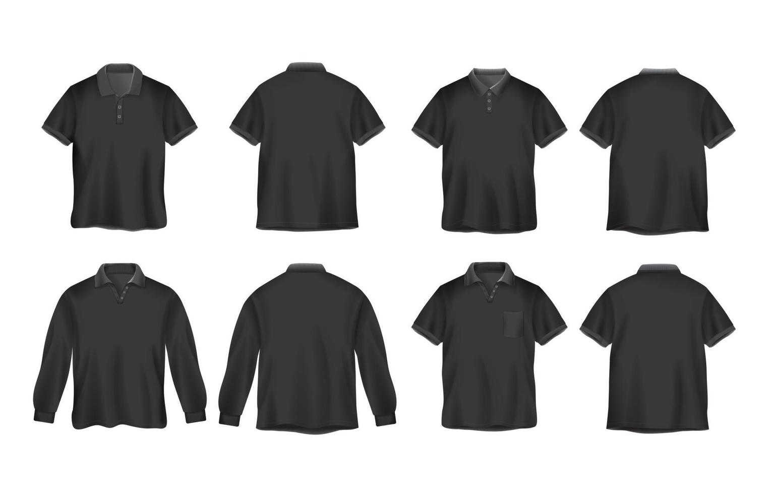 realista 3d negro polo camisa Bosquejo vector