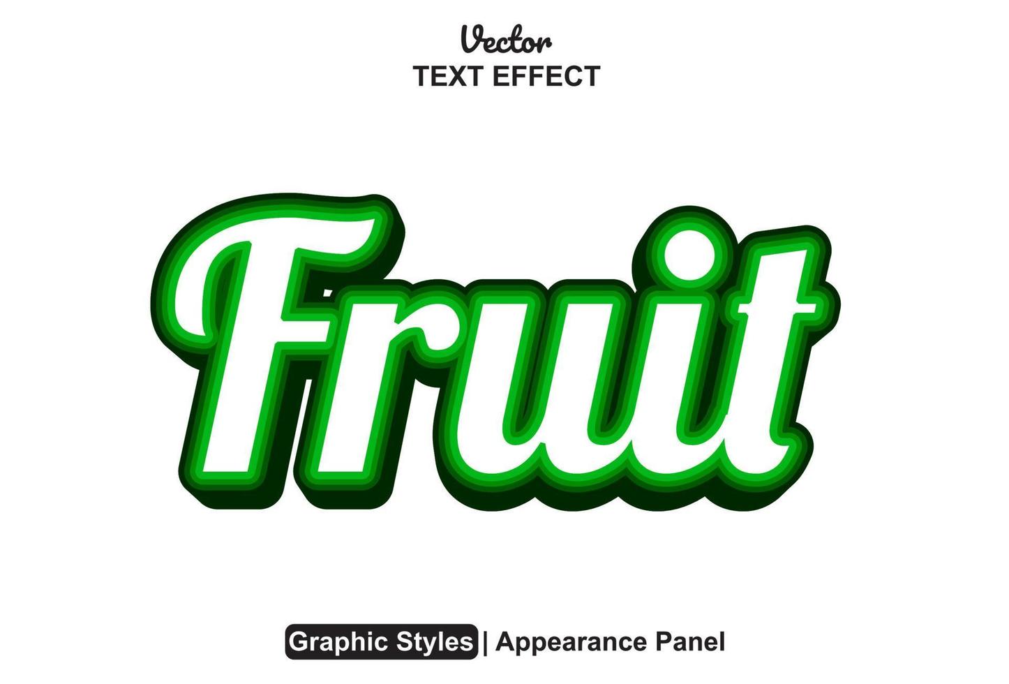 efecto de texto de frutas con estilo gráfico y editable. vector