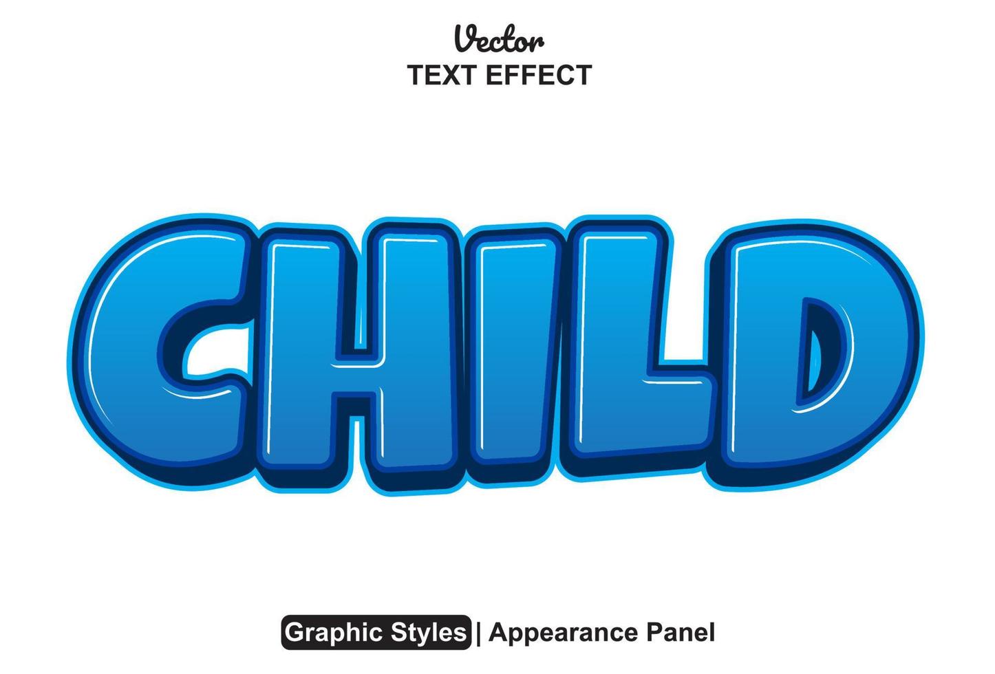 child text effect with blue color graphic style editable. vector