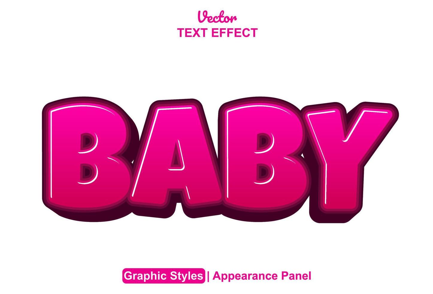 bebé texto efecto con rosado color gráfico estilo editable. vector