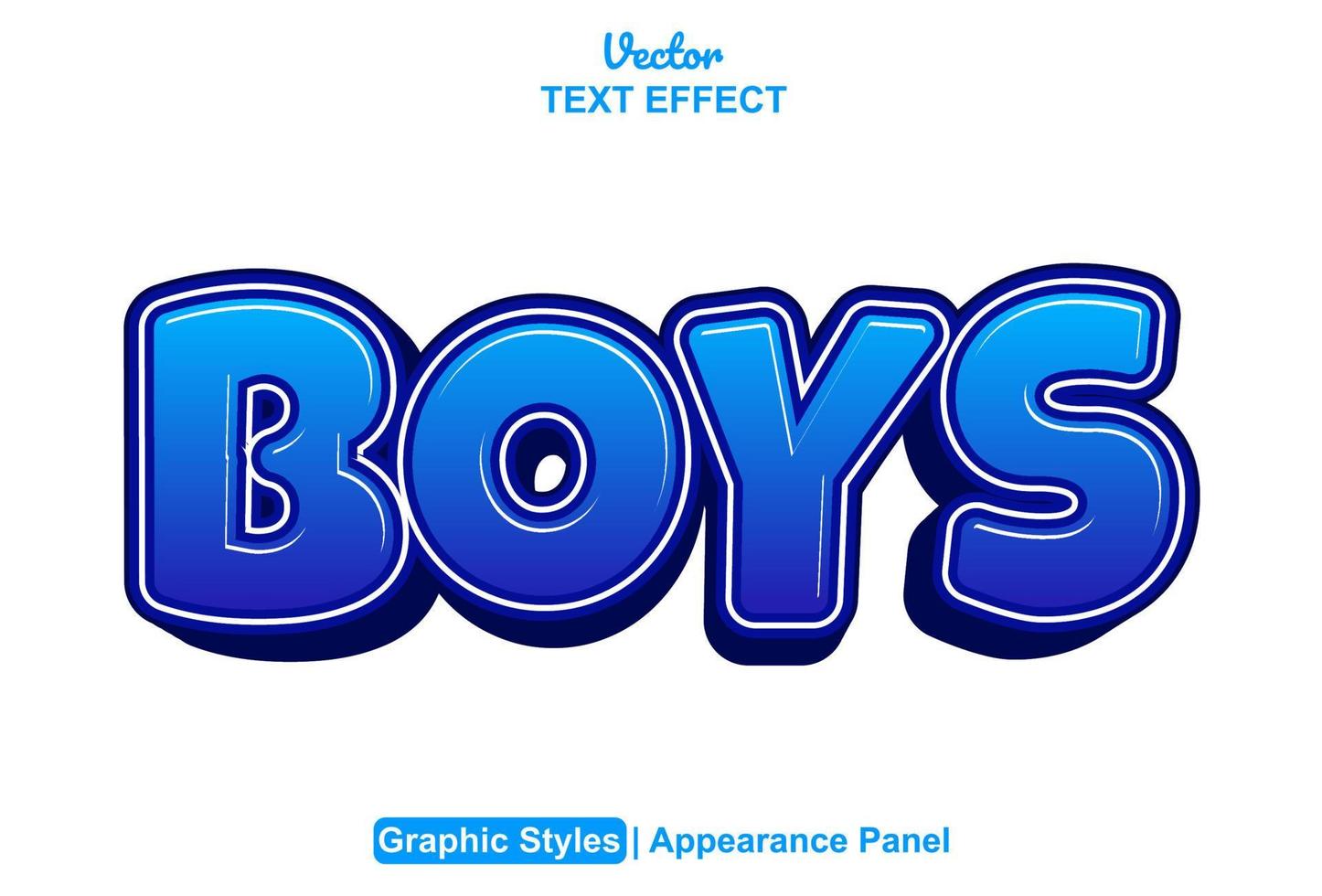 boys text effect with blue color graphic style editable. vector