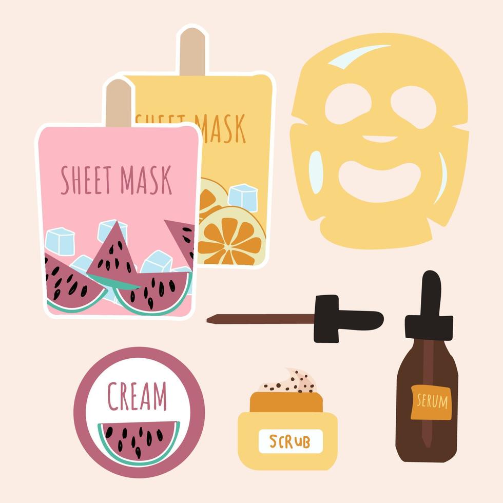 korean self care stickers pack vector