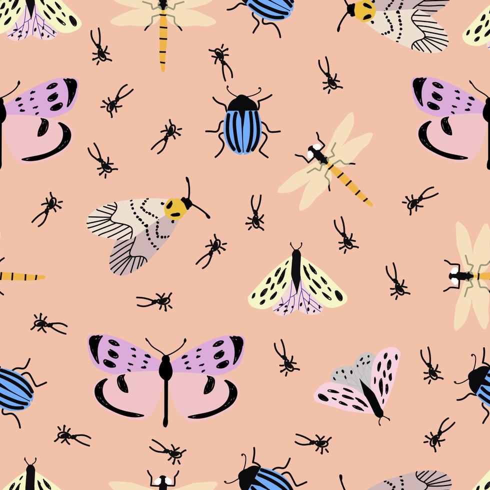 seamless pattern with insect elements vector