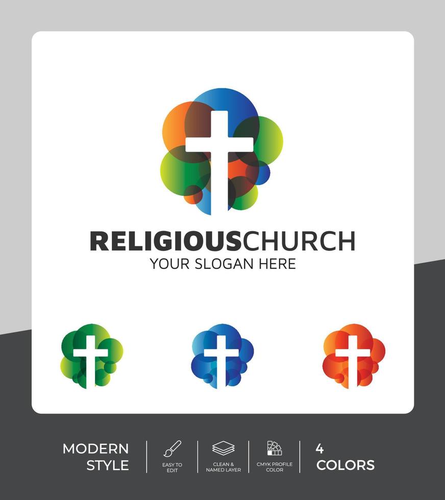 Abstract Colorful Cross Logo for Church or Religious Community vector