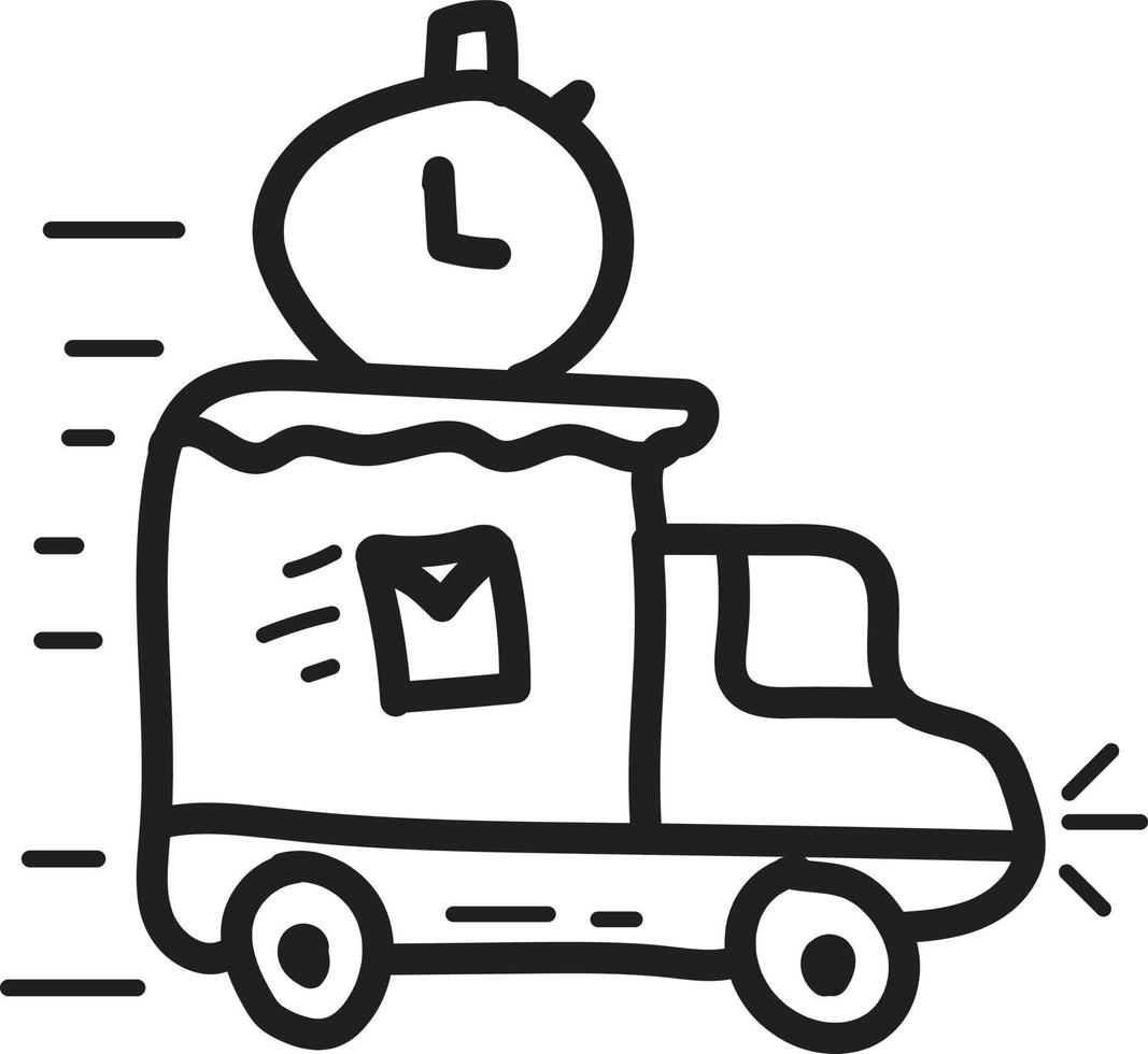 Doodle delivery service icon outline vector