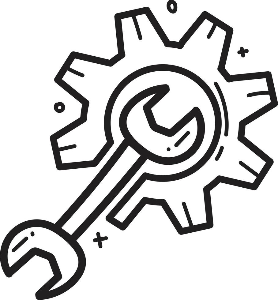 Doodle spanner icon outline vector