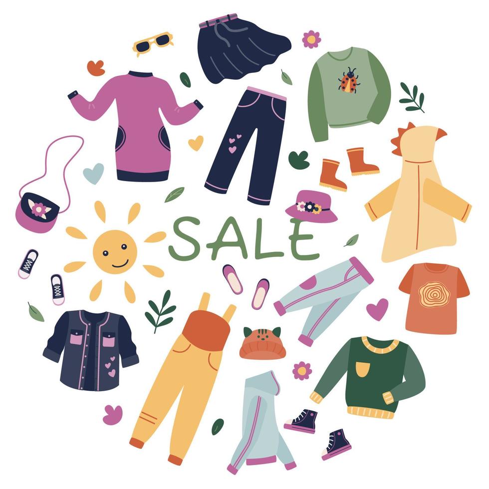 A set of clothes and shoes. vector