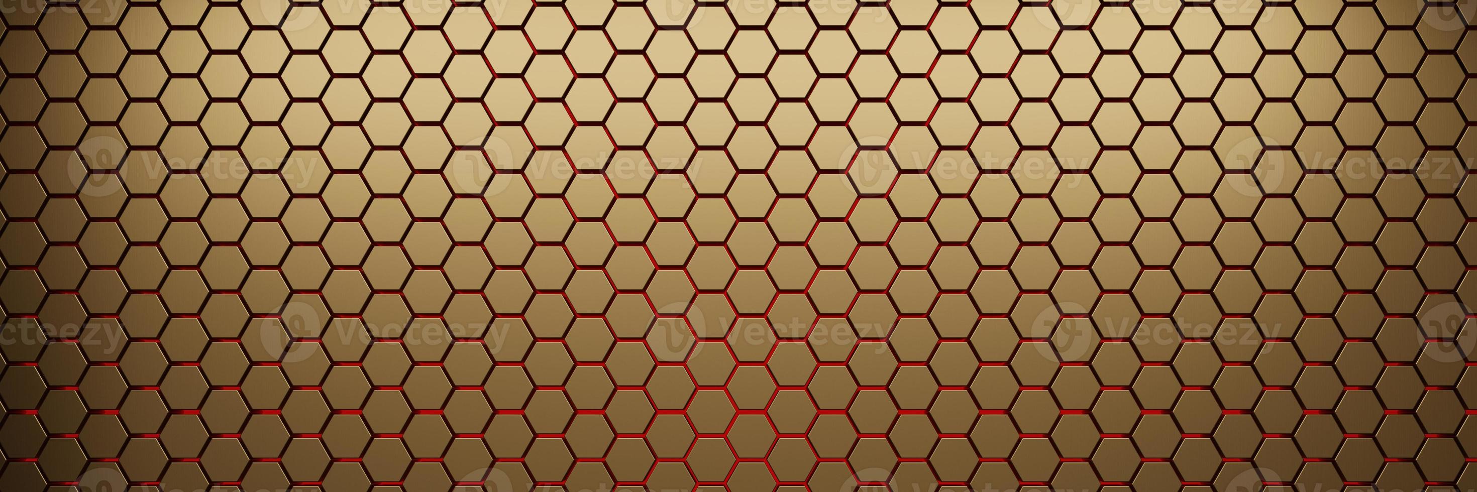 Futuristic gold hexagonal texture background. 3d rendering photo