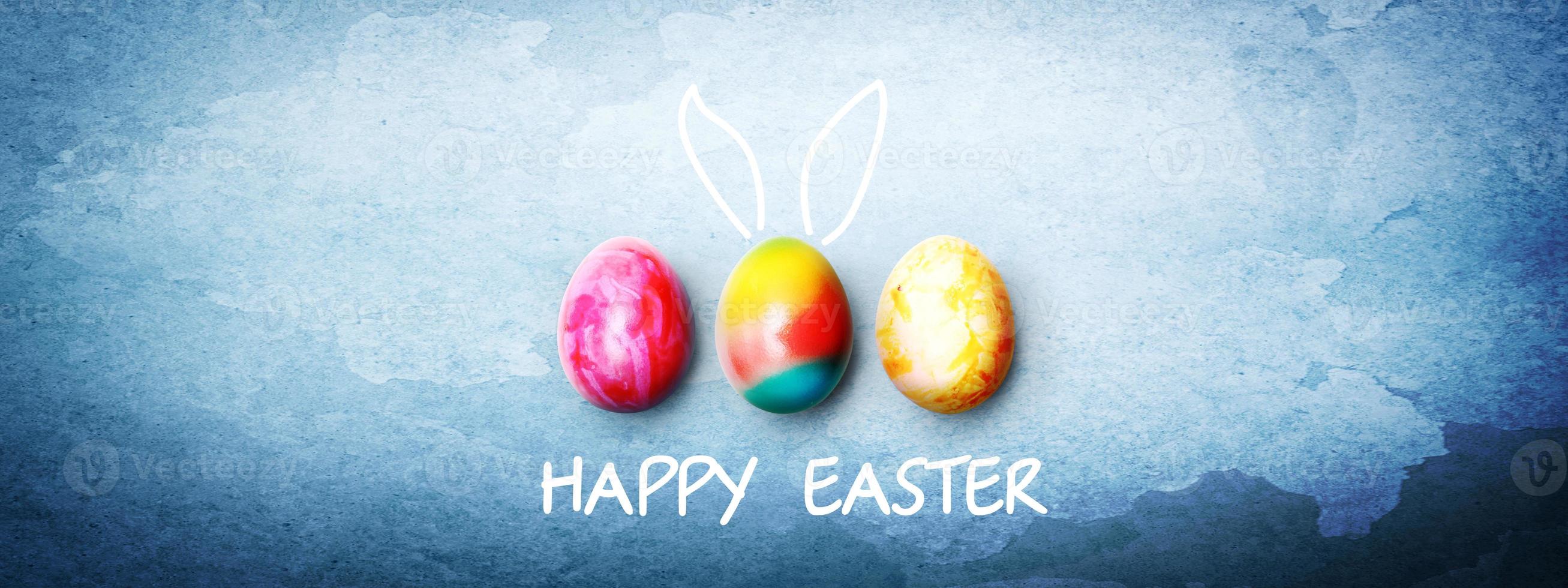 Beautiful Easter background with colorful Easter eggs photo