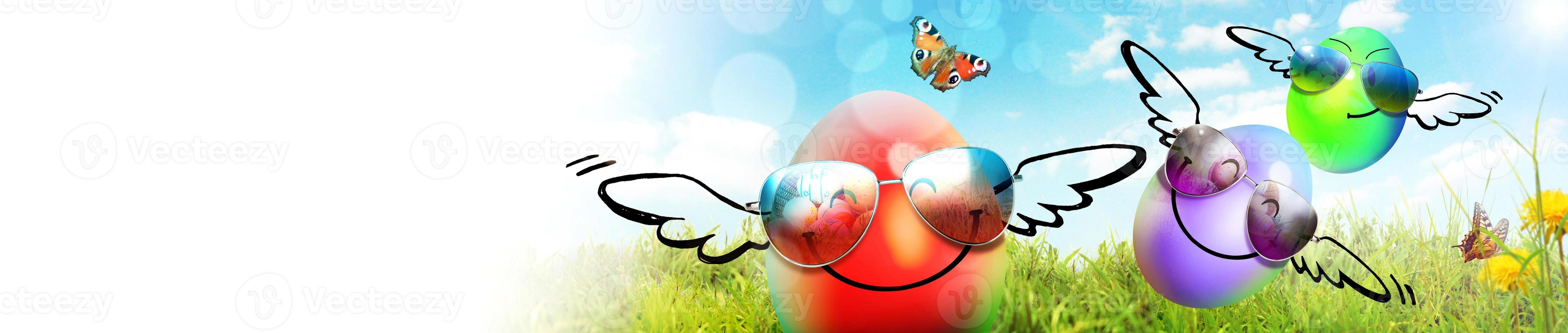 Beautiful Easter background with colorful Easter eggs photo