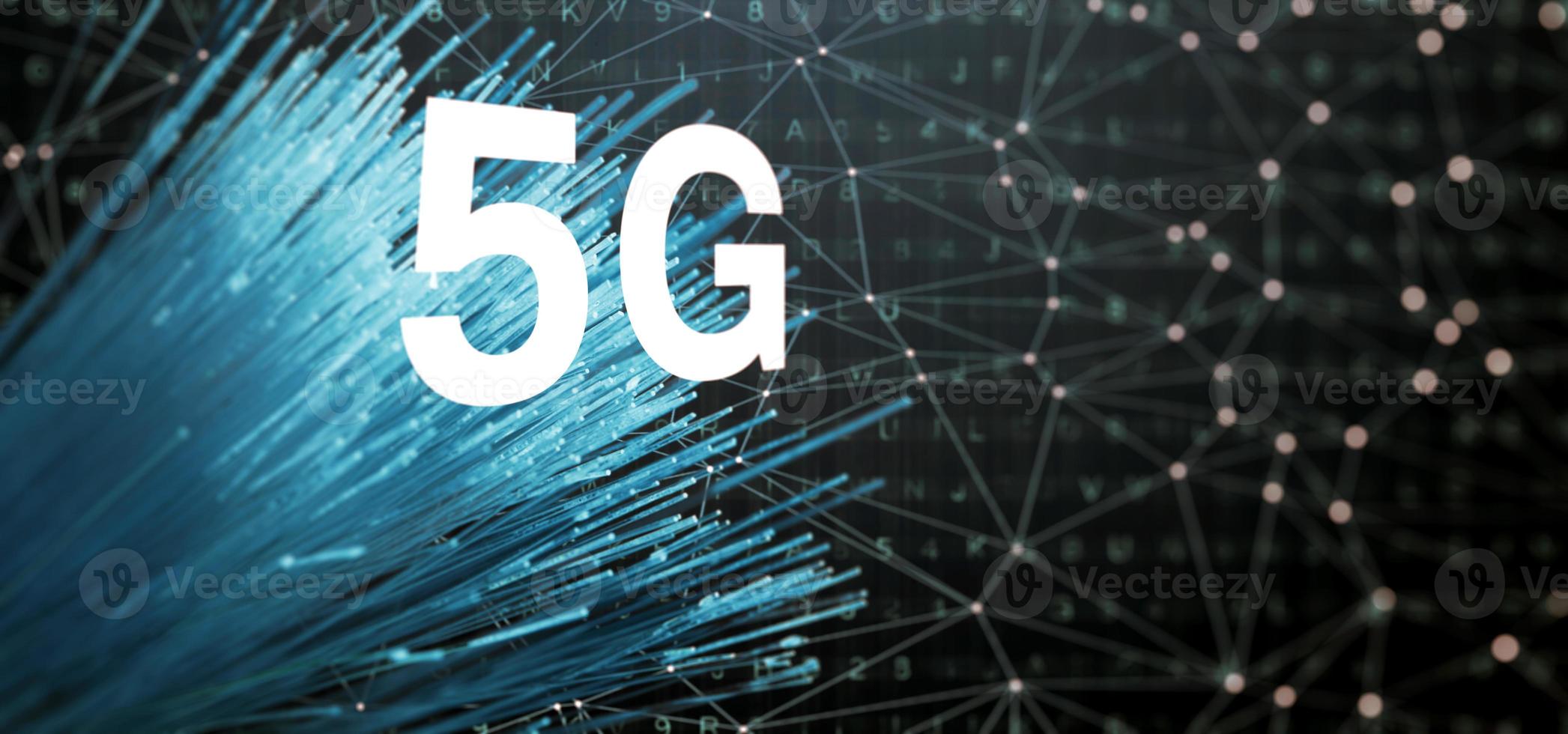 Concept of future technology 5G network systems and internet. 3d illustration photo