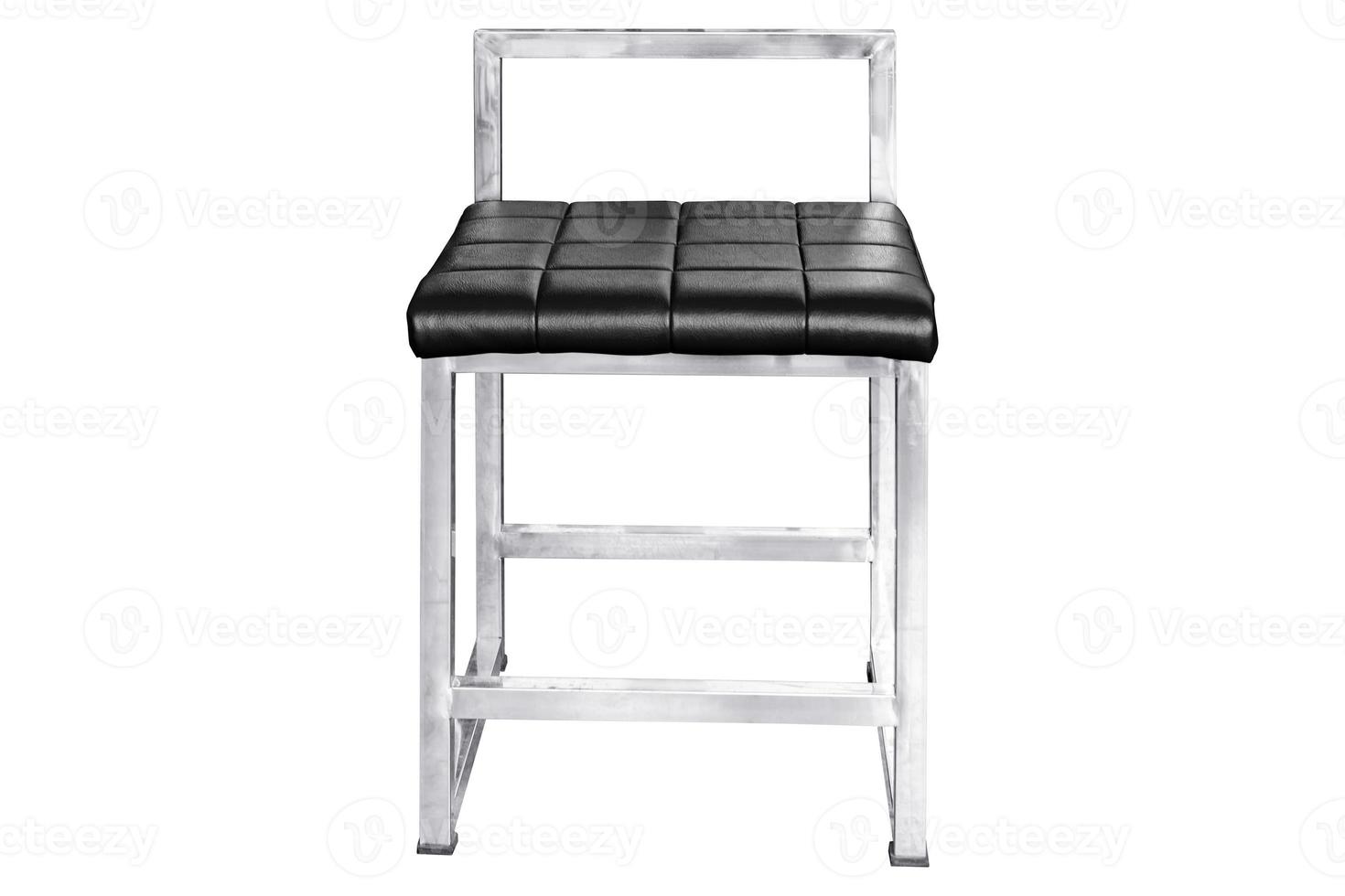 Stainless steel chair with leather cushion isolated. photo