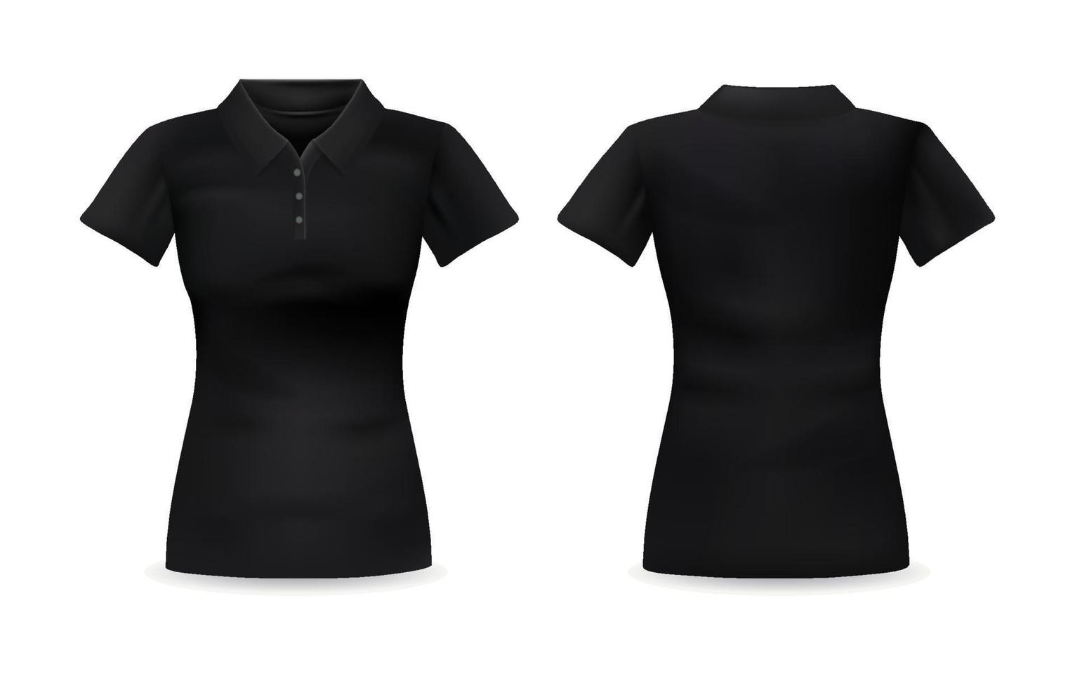 Set of 3D Black Polo Mockup For Woman vector