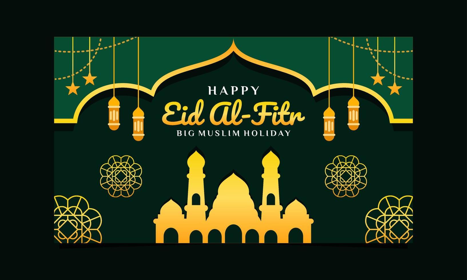 Eid Al-Fitr horizontal  illustration background template vector