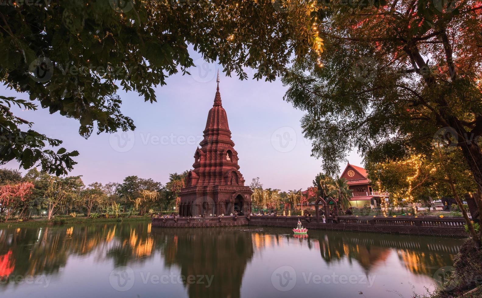 Pagoda middle water Huay Kaew temple photo