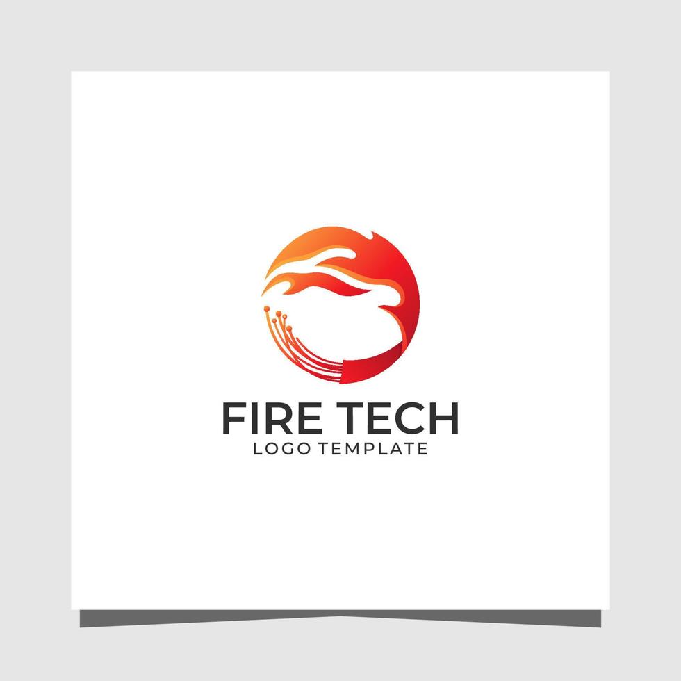 Fire Tech premium logo design template vector