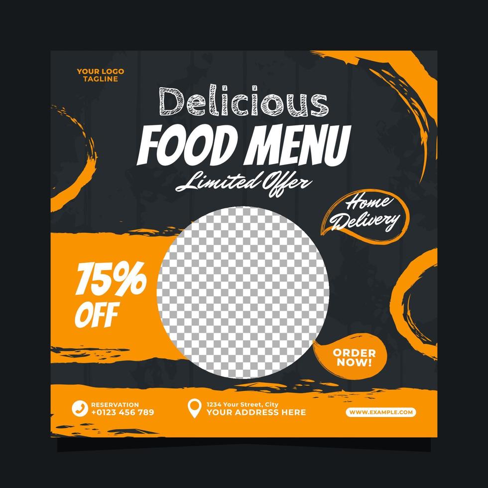 Delicious food menu social media banner post vector template