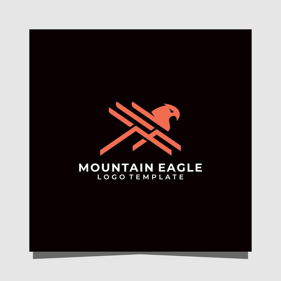 Monogram mountain eagle premium logo design template vector