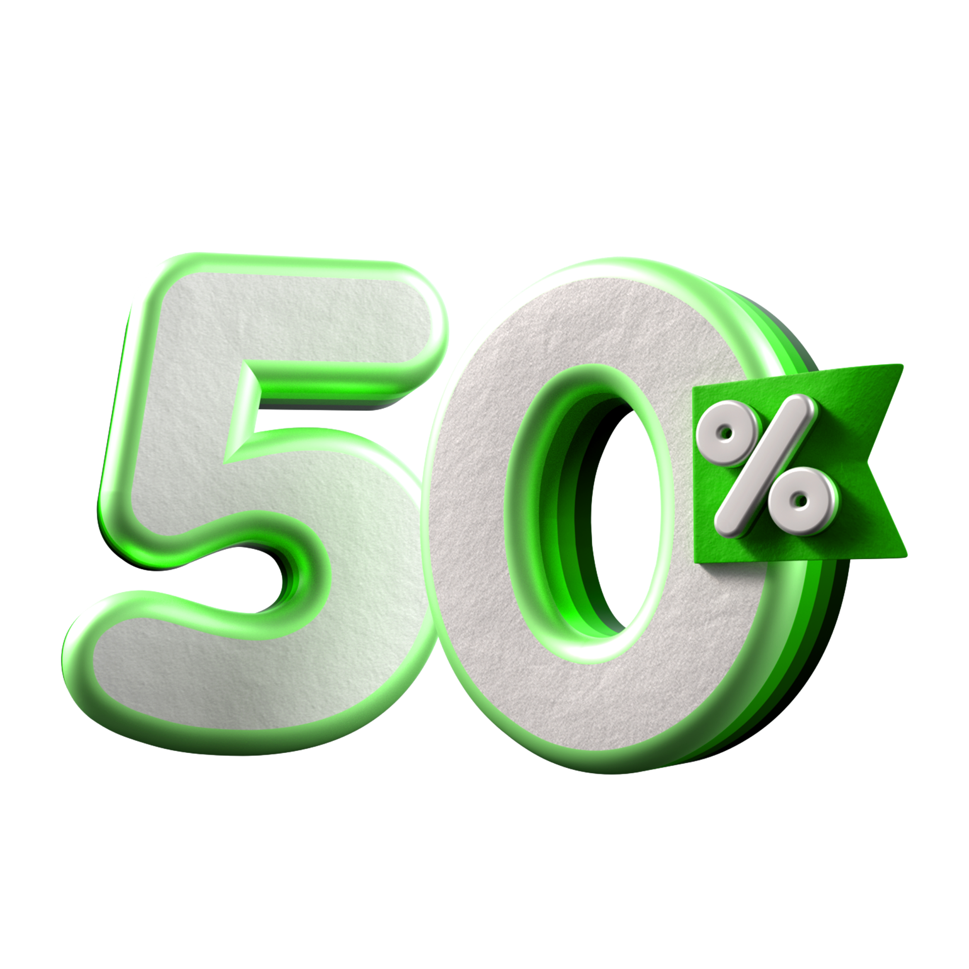 3d number 50 percentage green white, promo sale, sale discount 21451481 PNG