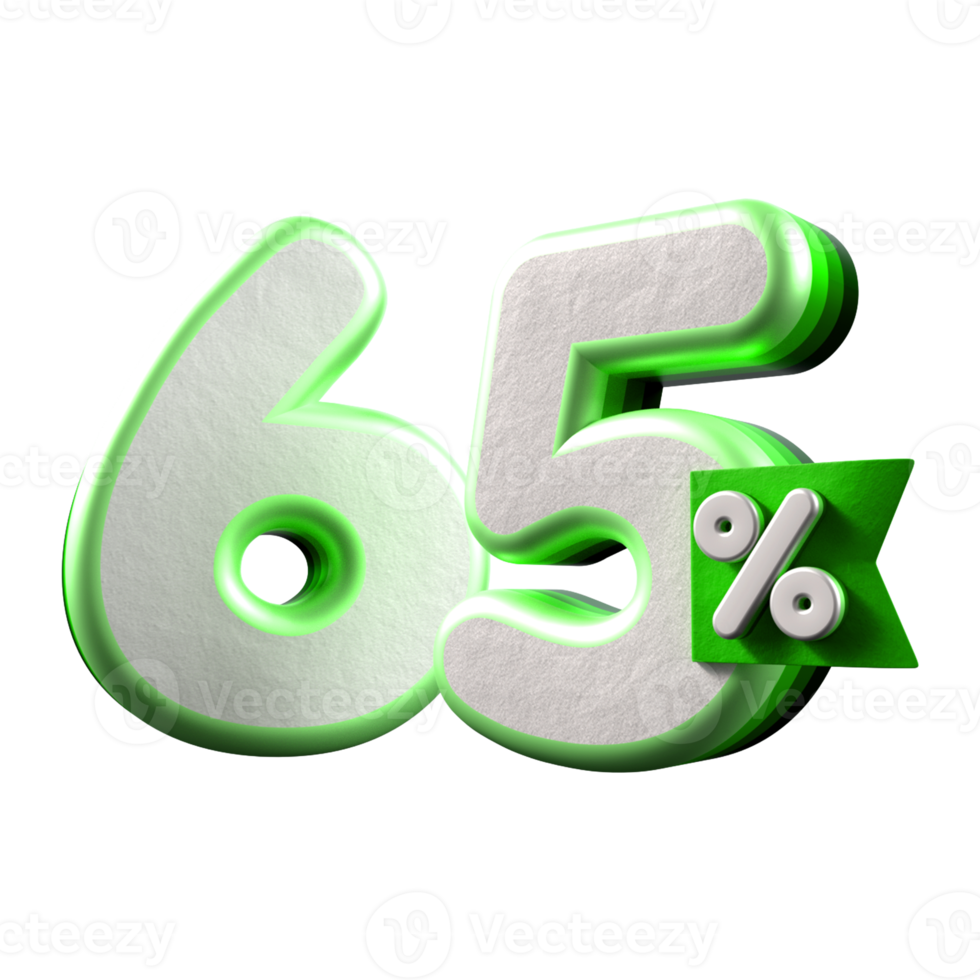 3d aantal 65 percentage groen wit, promo uitverkoop, uitverkoop korting png