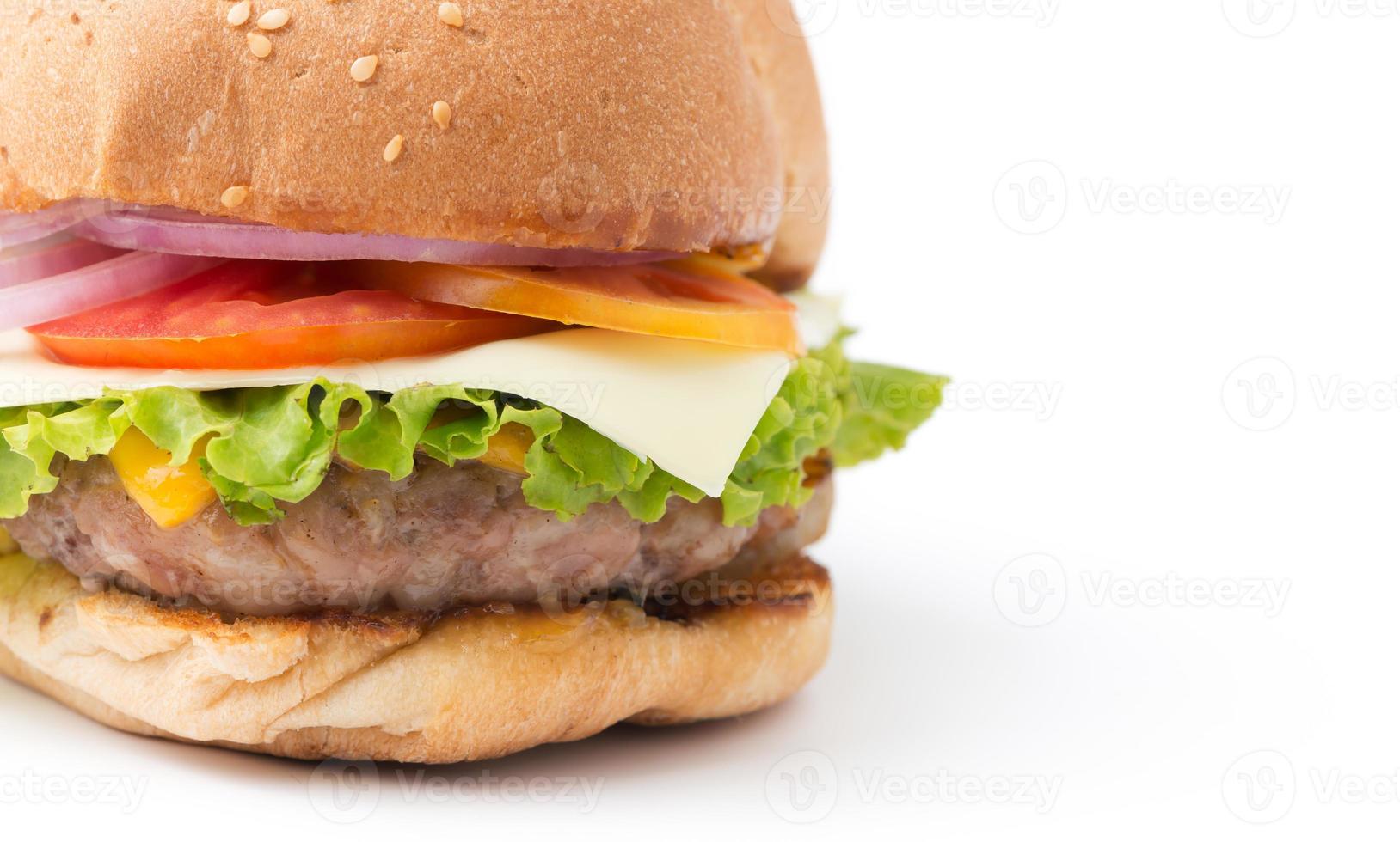 Beef Hamburger, homemade hamburger with fresh vegetables photo
