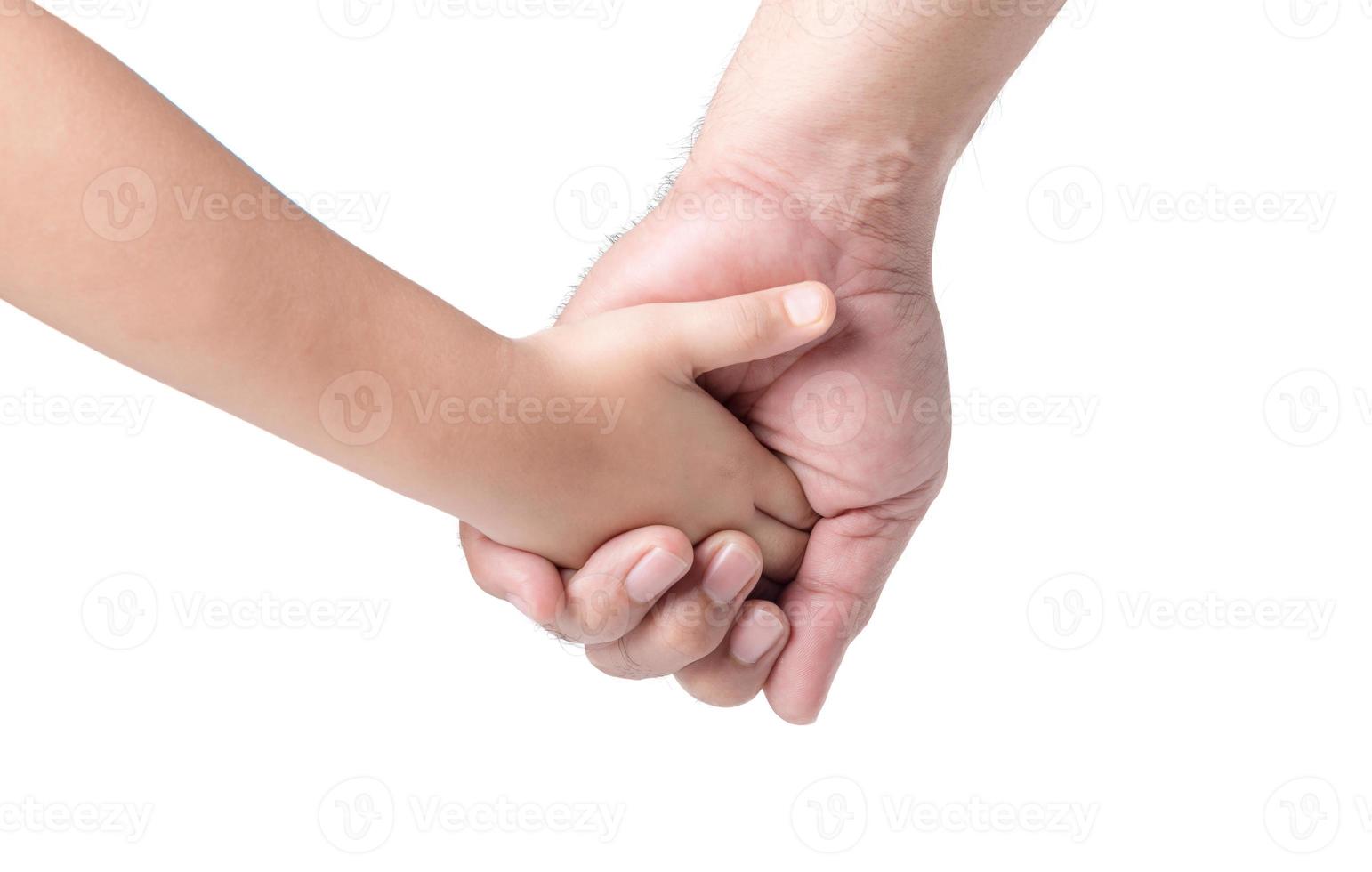 father's hand lead his child daughter isolated photo