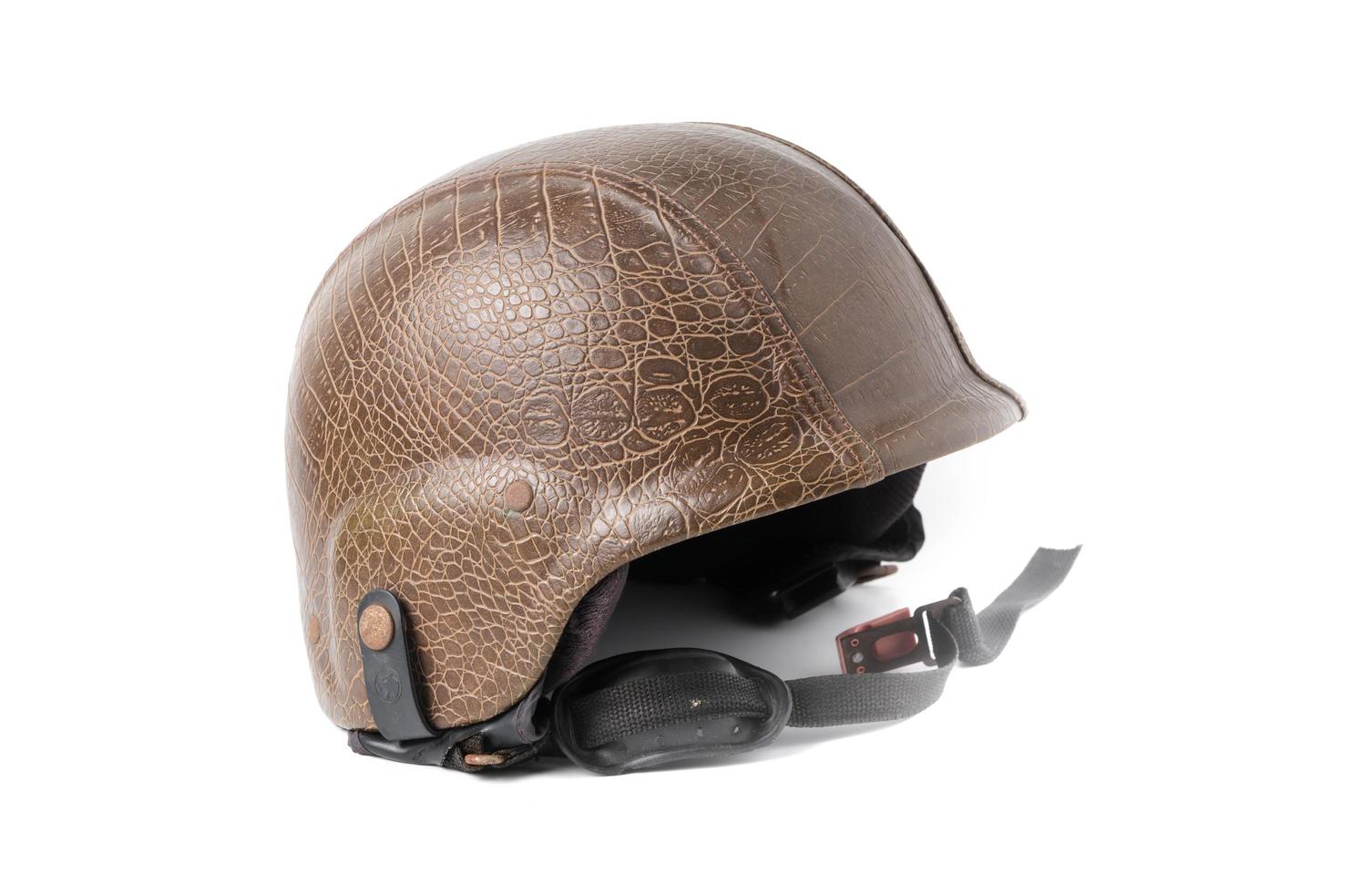 leather helmet isolated on white photo