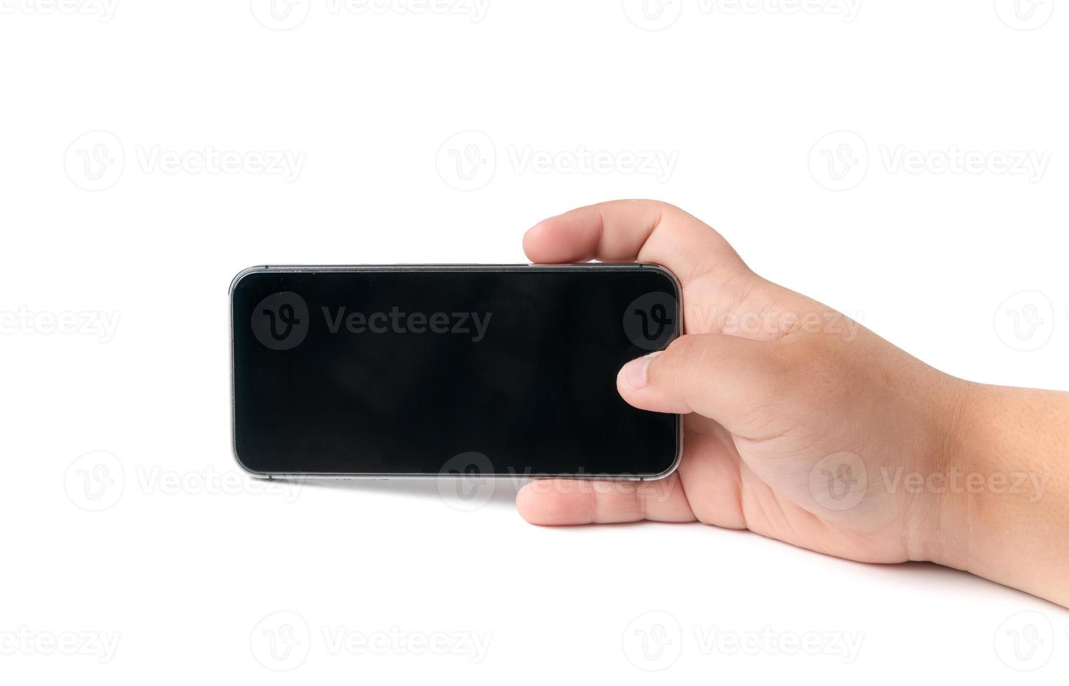 Hand holding mobile smart phone photo