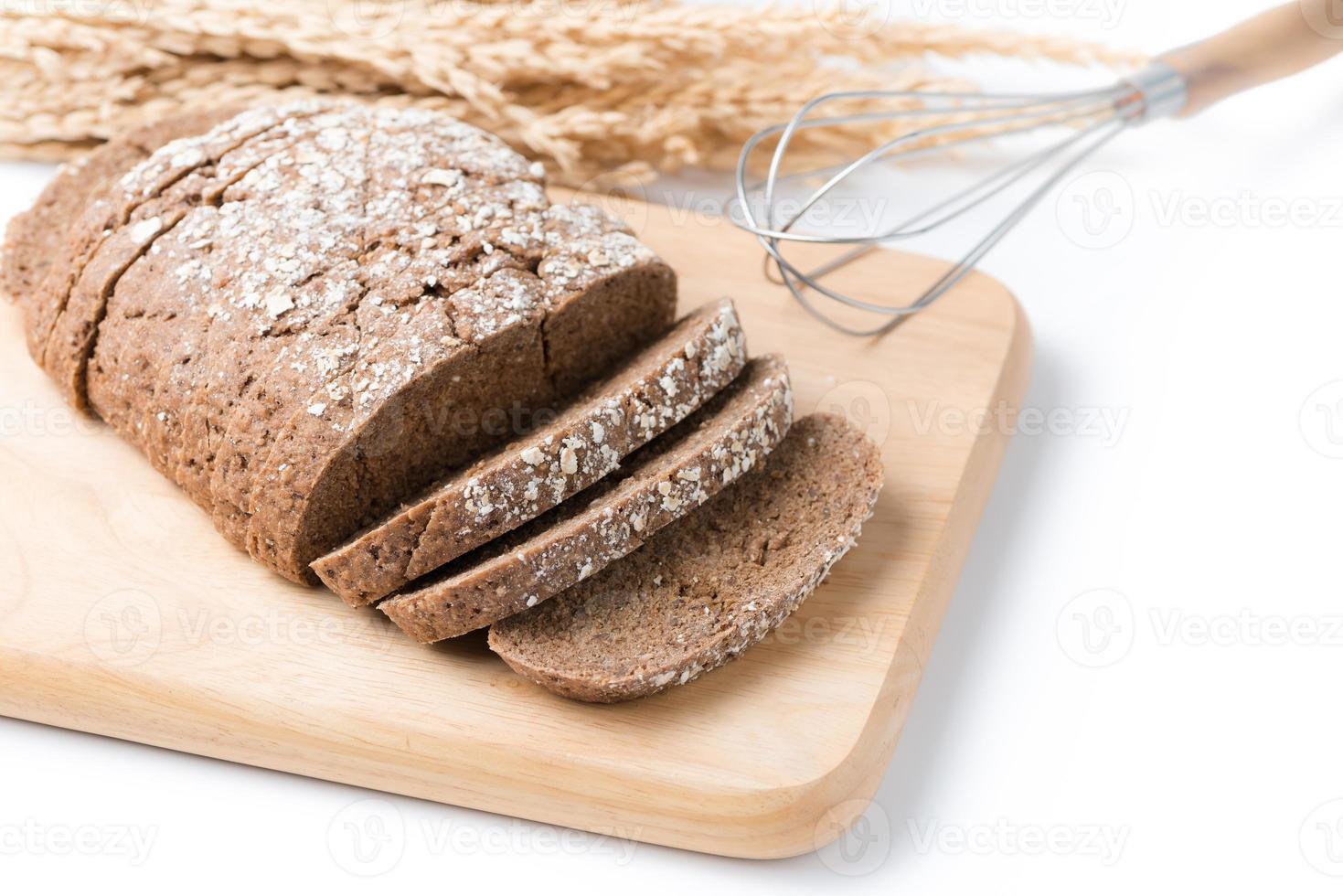 Homemade Cereal bread isolated on white background photo