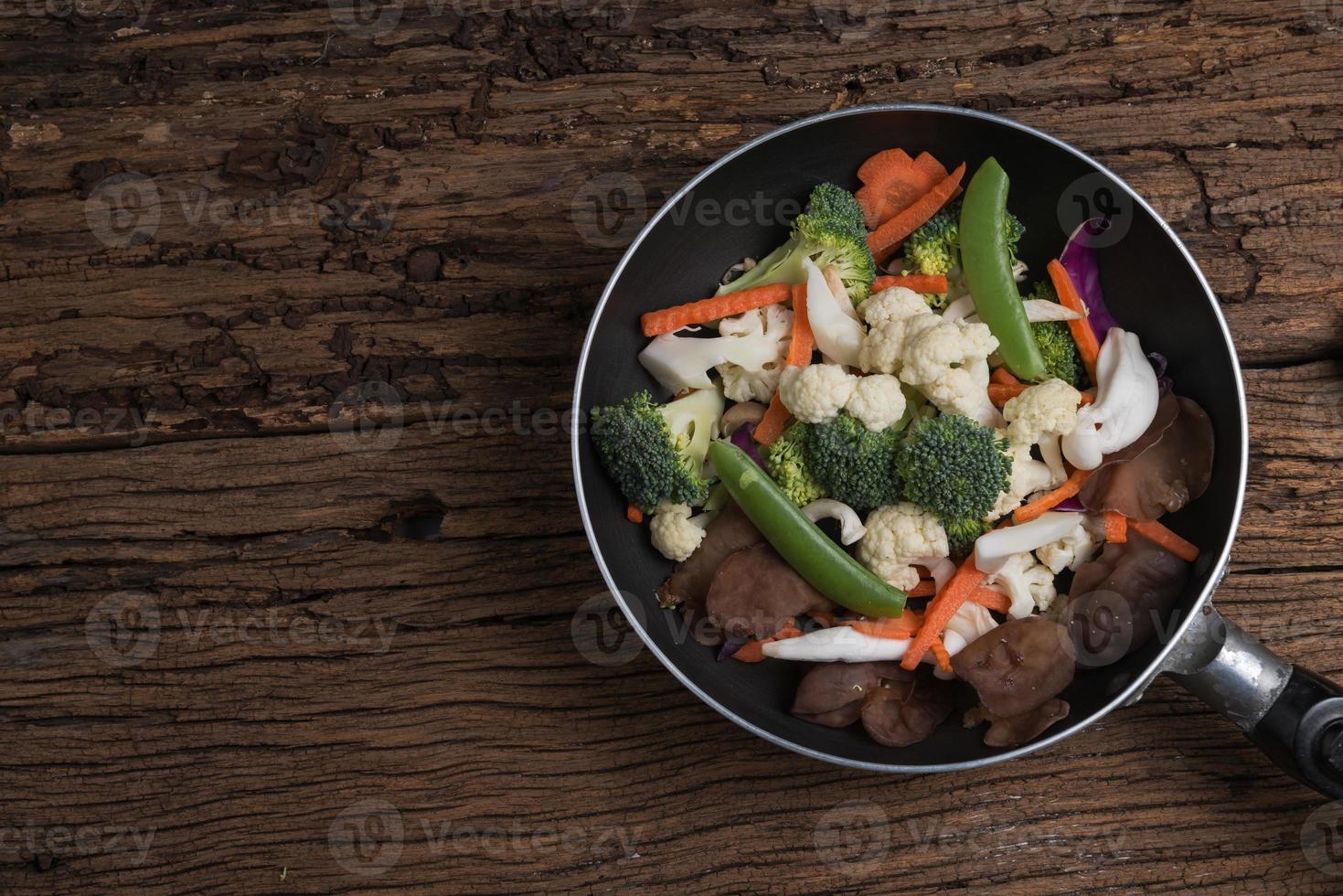 mix vegetable in pan. photo
