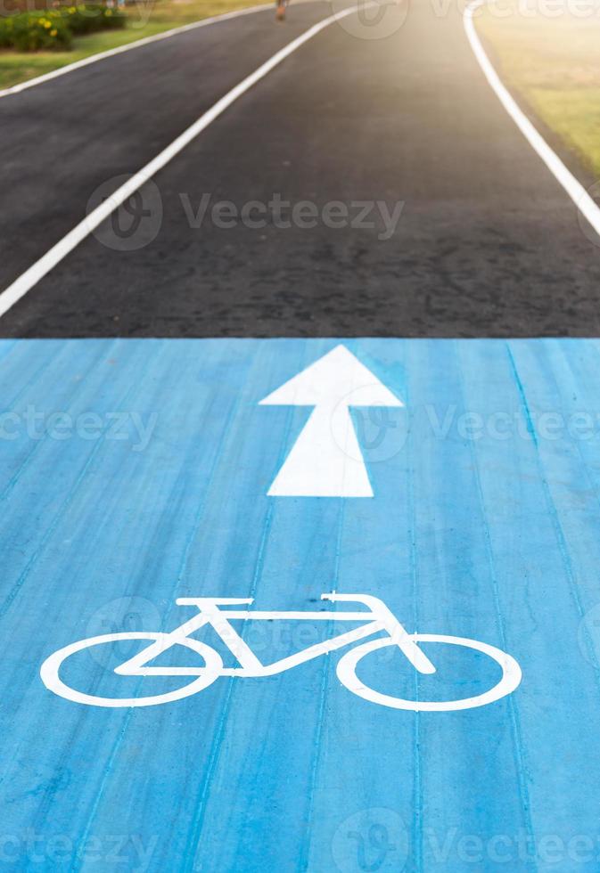 Bicycle road sign and arrow on bicycle Lanes photo
