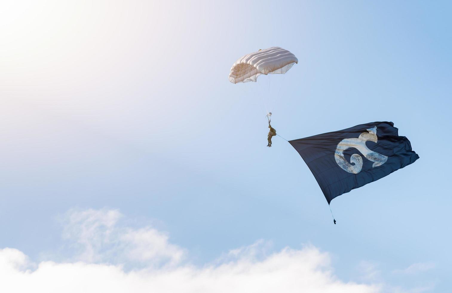 Military parachutist with traditional Thai alphabet number nine photo