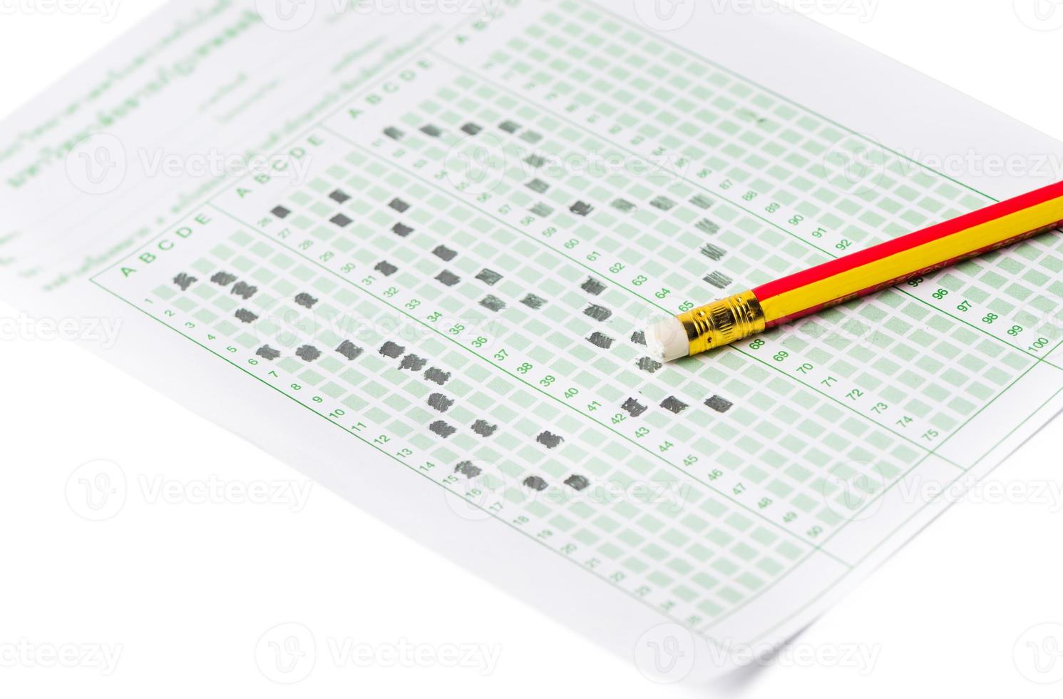 pencil on examination test sheet photo