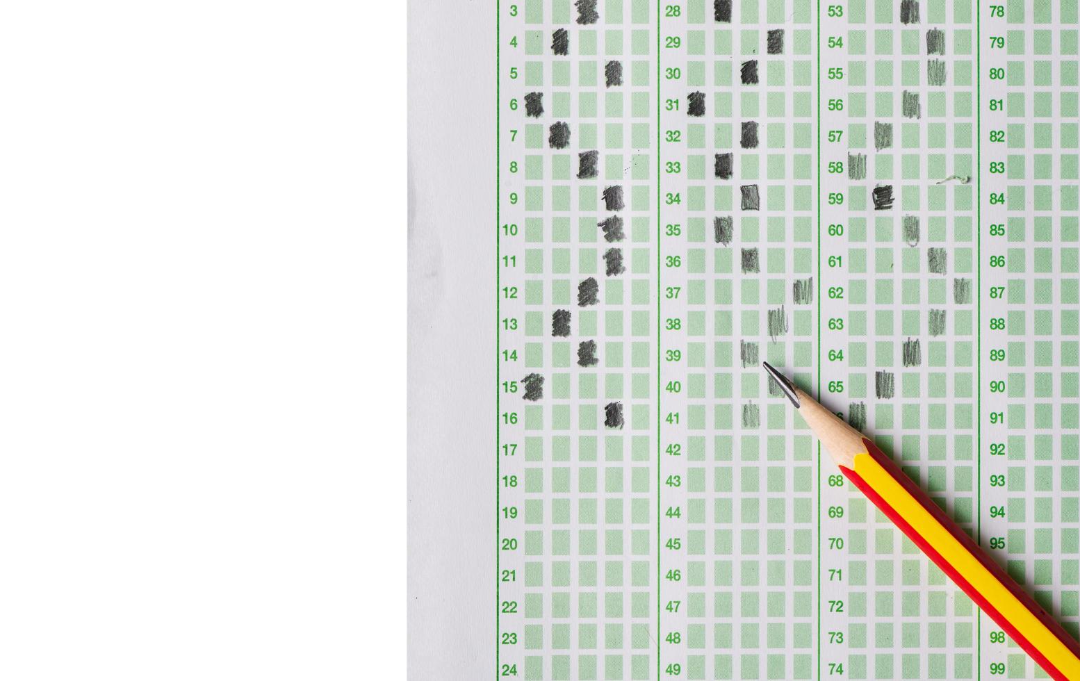 pencil on examination test sheet photo