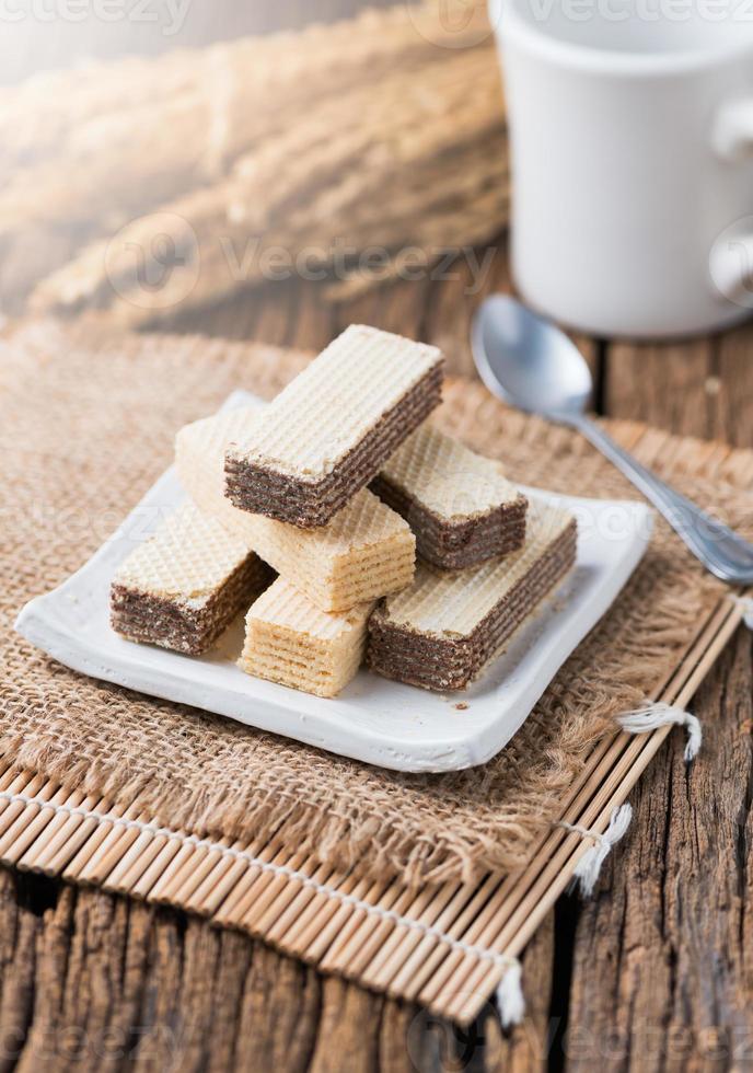 wafer with chocolate and milk cream photo