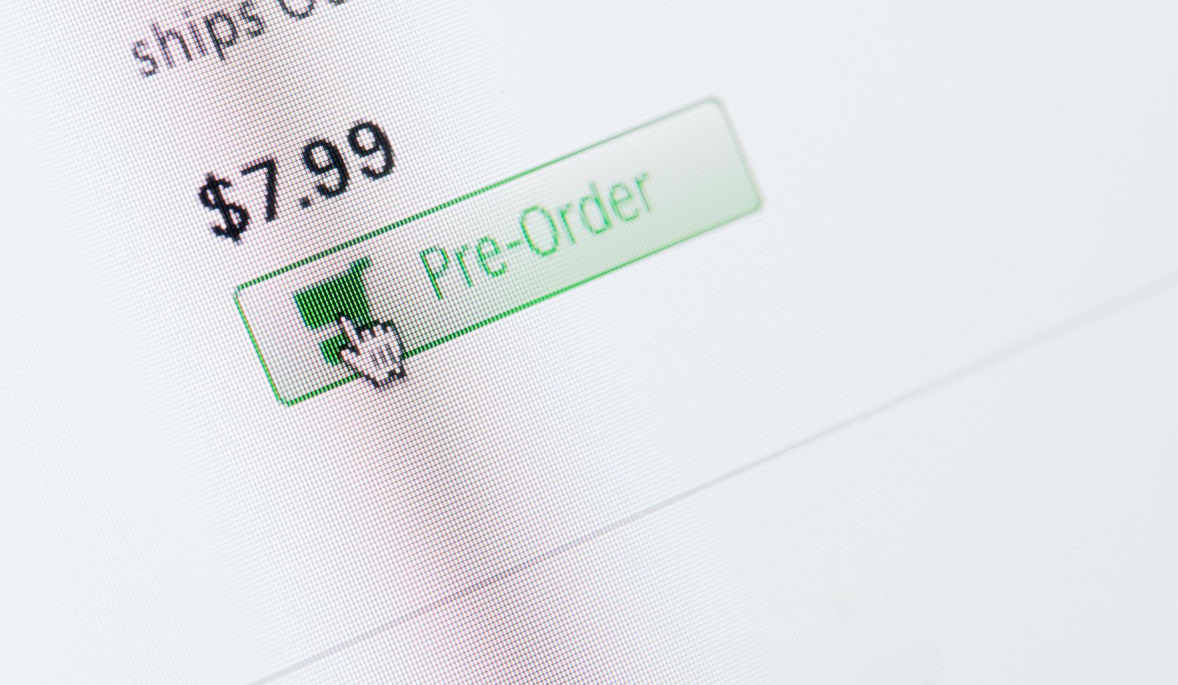hand mouse cursor on pre-order to  button photo