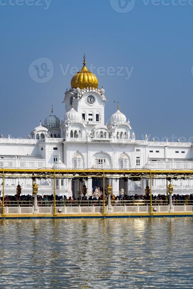 View of details of architecture inside Golden Temple Harmandir Sahib in Amritsar, Punjab, India, Famous indian sikh landmark, Golden Temple, the main sanctuary of Sikhs in Amritsar, India photo