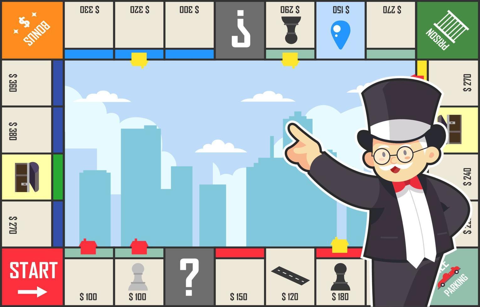 Flat Design of Monopoly Template vector