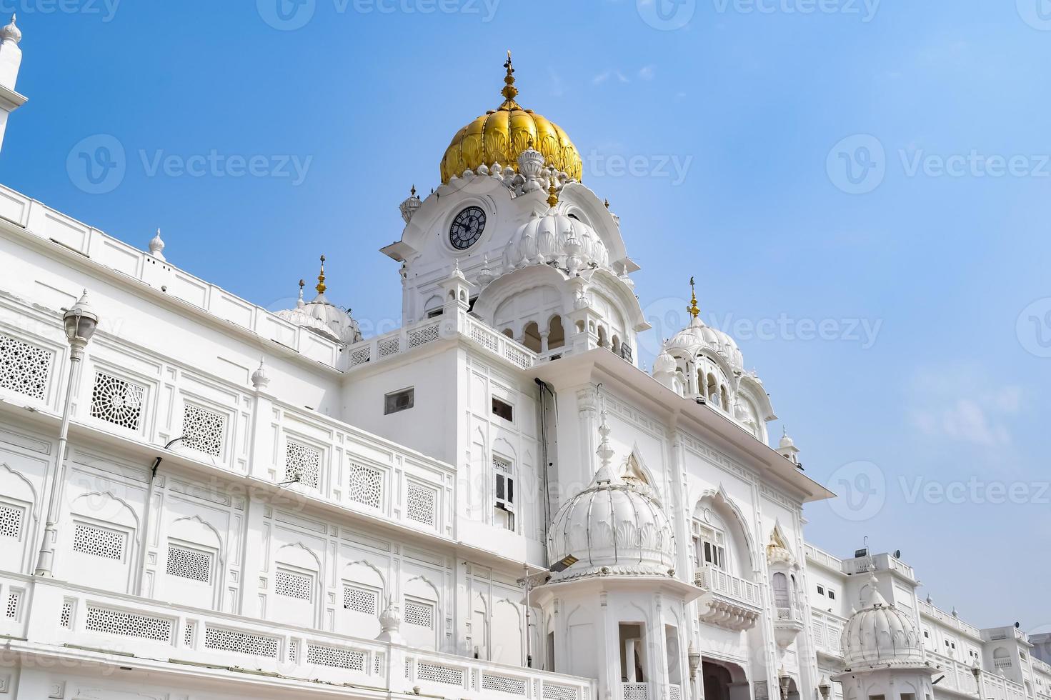 View of details of architecture inside Golden Temple Harmandir Sahib in Amritsar, Punjab, India, Famous indian sikh landmark, Golden Temple, the main sanctuary of Sikhs in Amritsar, India photo