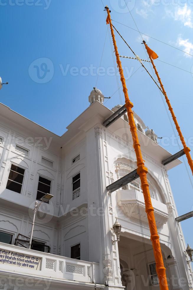 View of details of architecture inside Golden Temple Harmandir Sahib in Amritsar, Punjab, India, Famous indian sikh landmark, Golden Temple, the main sanctuary of Sikhs in Amritsar, India photo