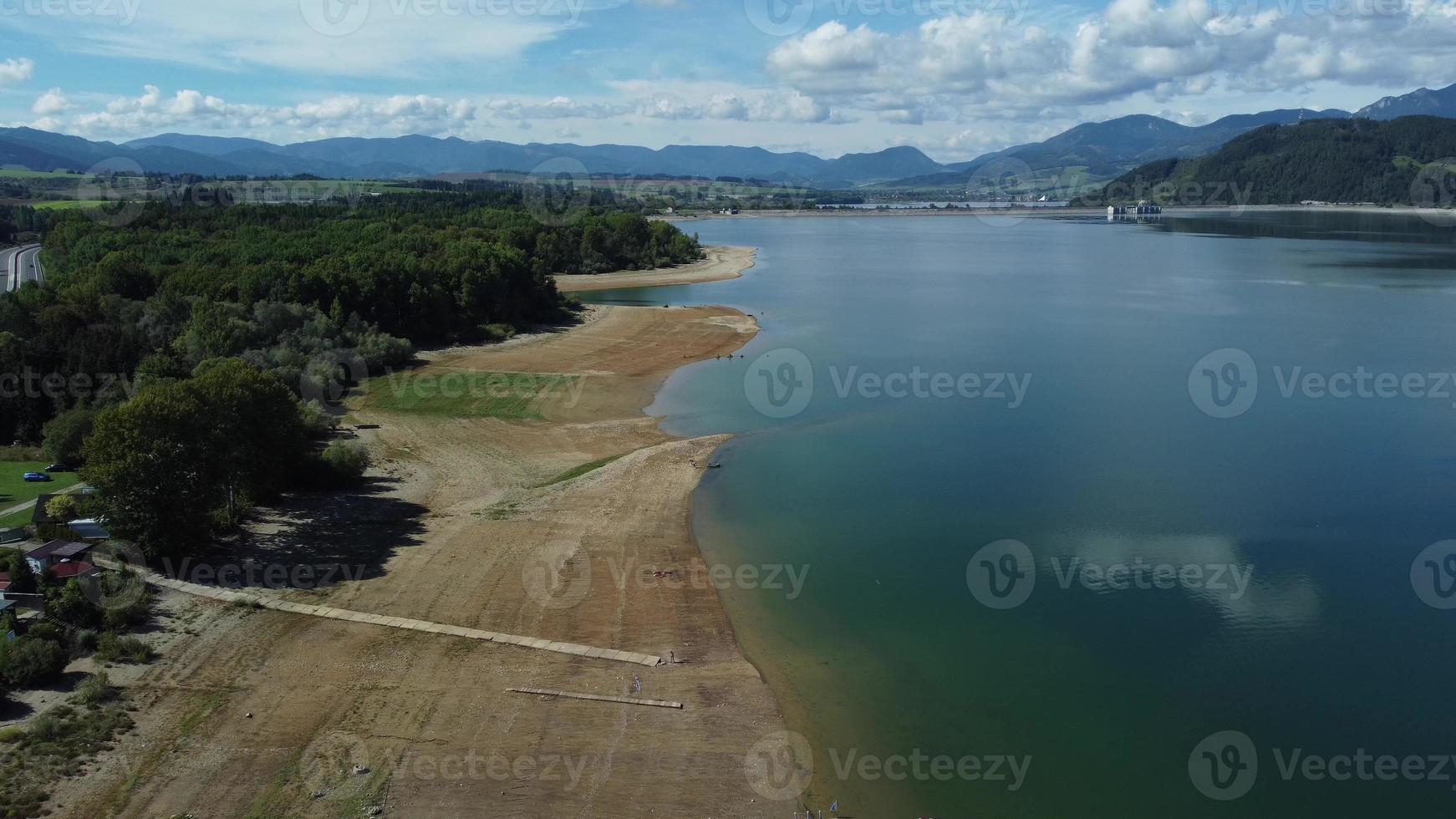 Aerial view of Liptovska Mara reservoir in Slovakia. Water surface photo