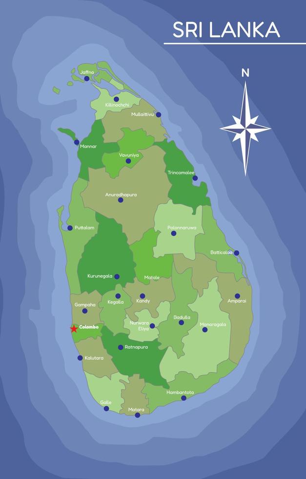 Country Map of Sri Lanka vector