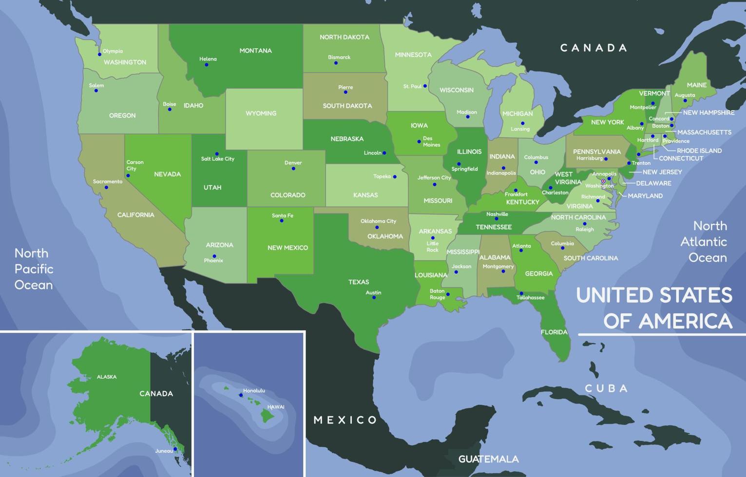 Country Map of USA vector